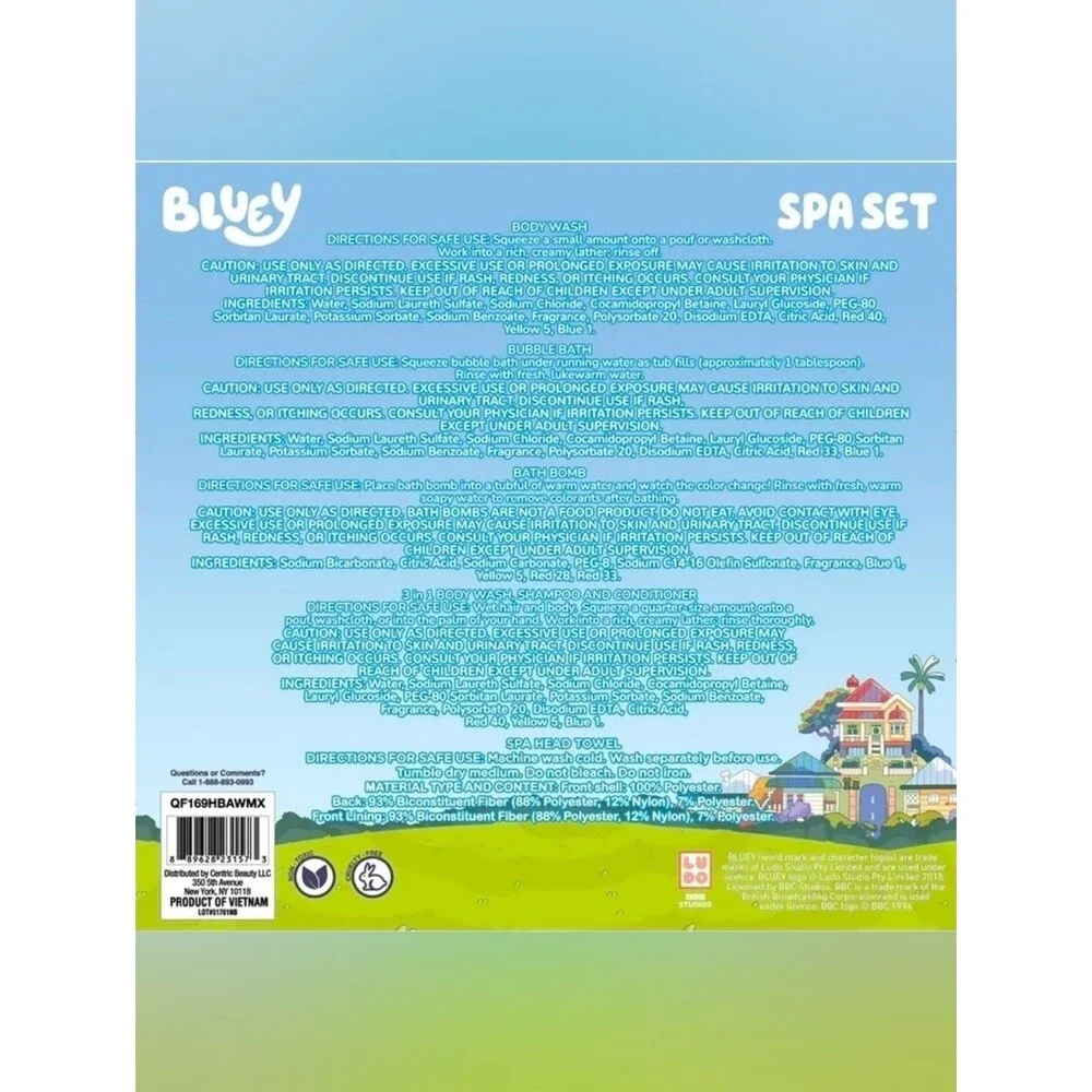 Bluey Cozy Bath Set 6-piece NEW Sealed Bubble Bath Body Wash Bath Bomb Set